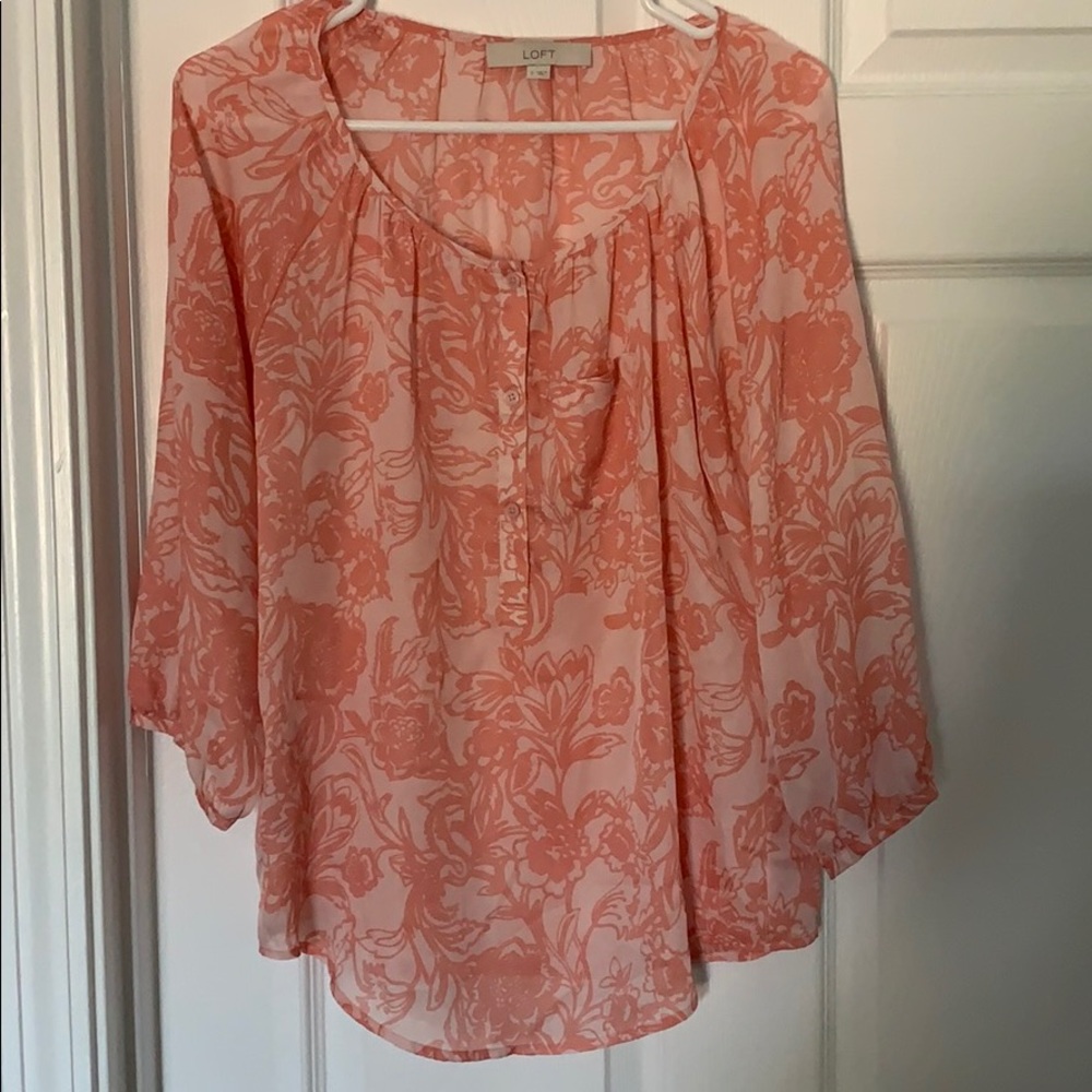 Loft pink floral blouse